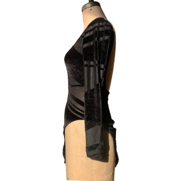 Rare Nasty Gal sheer and velvet  open back sexy bodysuit top - Picture 5 of 16